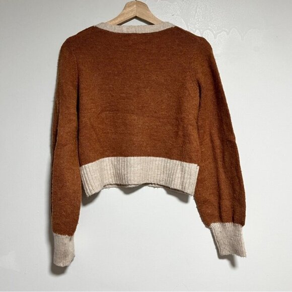 YES/LOLA Brown & Cream Button-Up Cropped Cardigan – Women’s XS - Picture 8 of 10